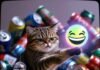 25 Funny Cat Memes That Will Brighten Your Day (Guaranteed to Make You Smile) Grumpy tabby cat in glasses swatting holographic emoji on pizza