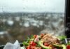 Healthy Recipes for Weight Loss That Actually Taste Good Half-eaten turkey taco salad on rainy day table.
